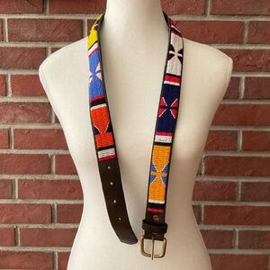 Masai Beaded Leather Handmade Boho  African Belt M/L